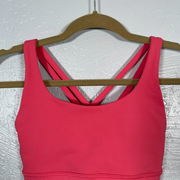 Lululemon Women 4 Coral Pink Energy Sports Bra Long Line Strappy Athleisure - Picture 3 of 6